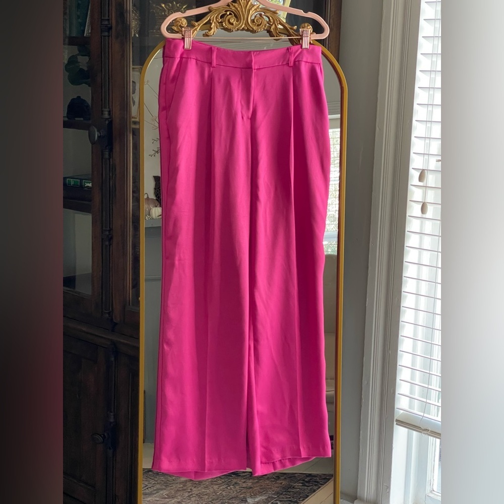 Rachel Zoe NWT Satin Hot Pink Trousers - Picture 2 of 12
